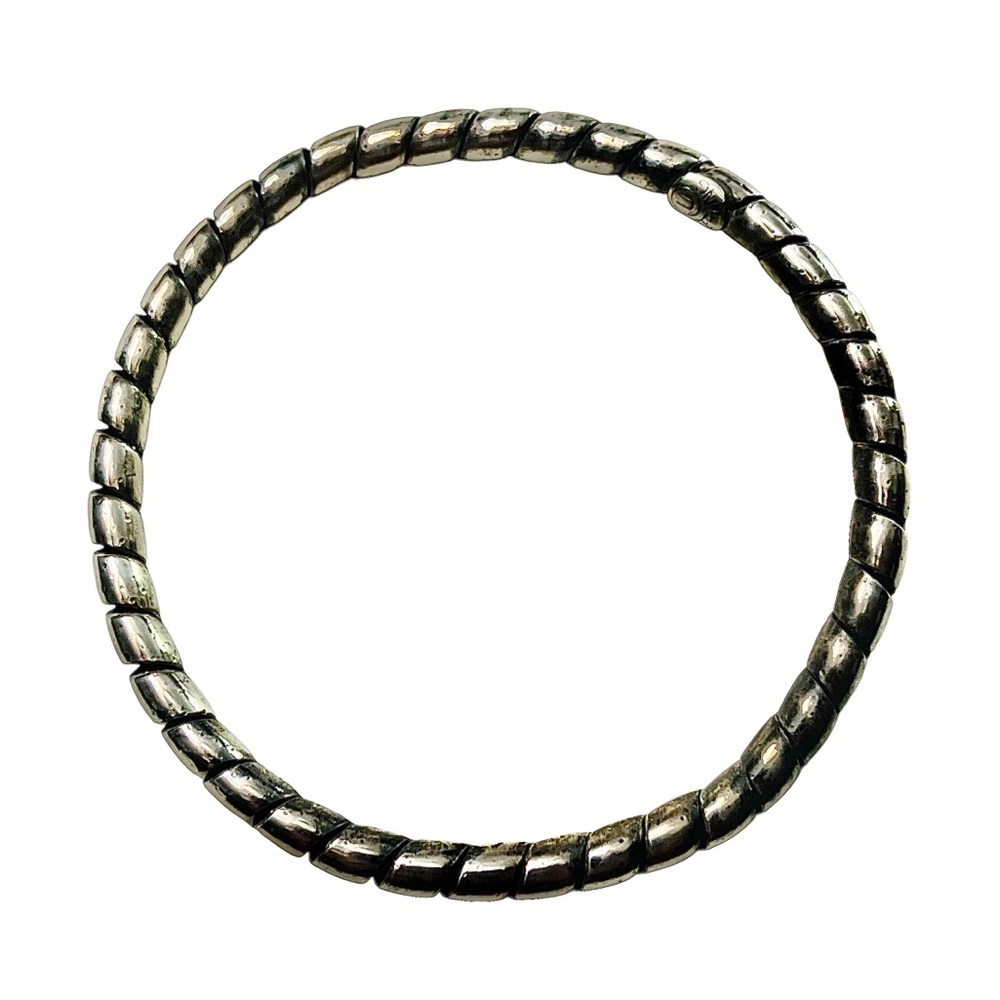 Vintage Rare Solid Sterling Silver Rope Twist Flexible Bangle Bracelet